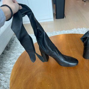 Sigerson Morrison Leather Wrap Up Boots in Black